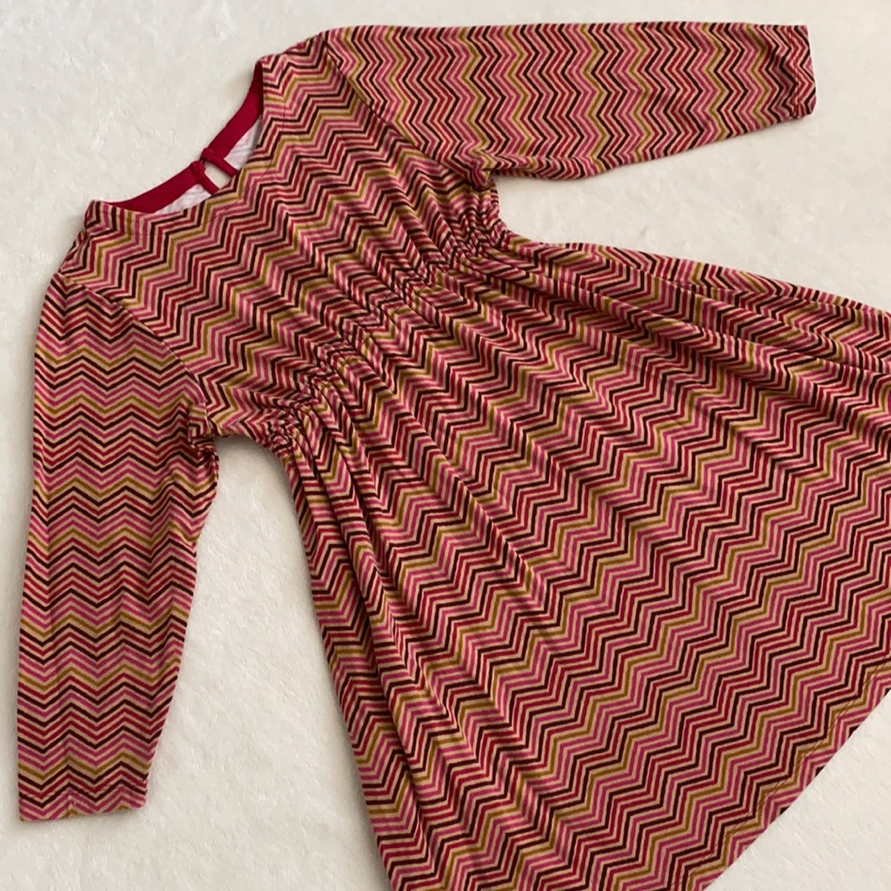 Pink Chicken | Betsy Zigzag Long Sleeve Stripe Dress Fall Knit Cerise Pink (8Y)